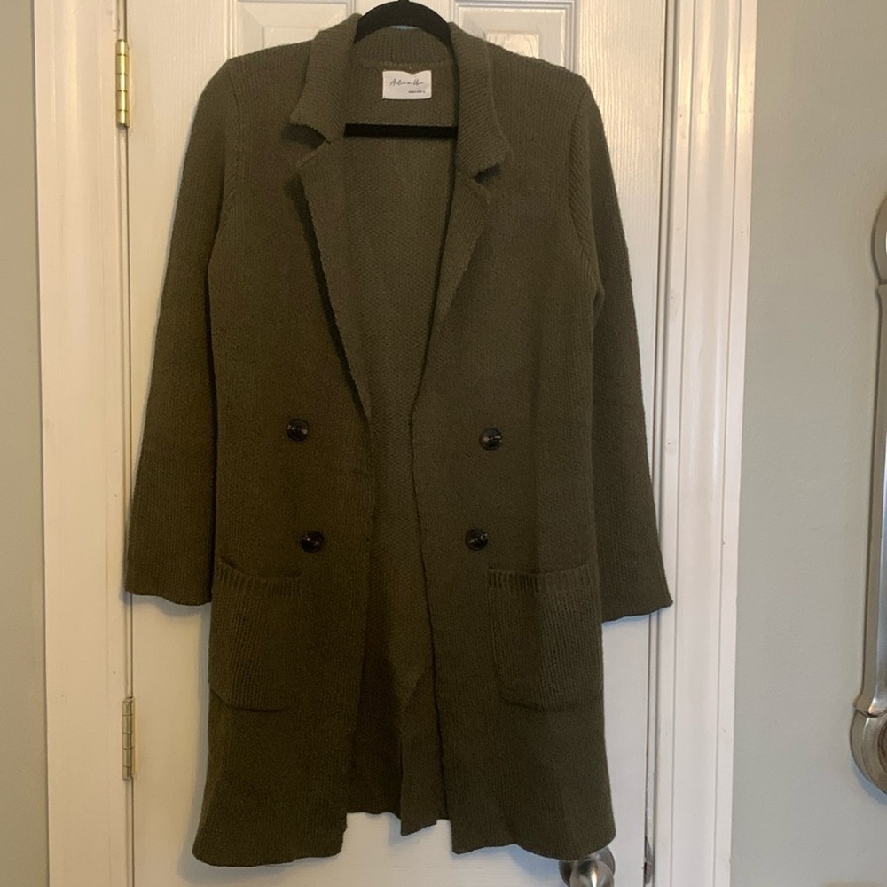 Active USA Dark Green Cardigan/Sweater Size L